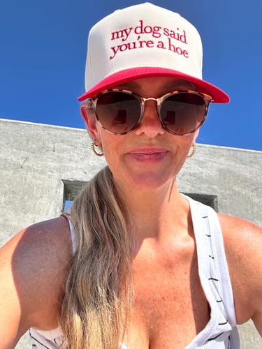 Customer photo review of MHC My Dog Said You're a Hoe Trucker Hat