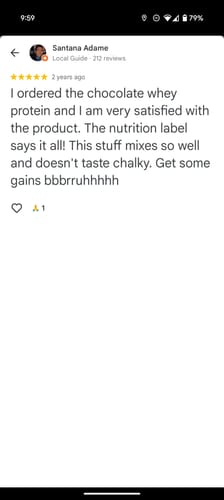 Customer photo review of Whey Protein Isolate Chocolate