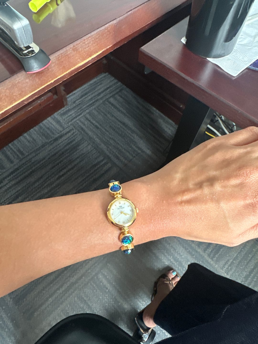 Customer photo review of Vintage Emerald Gold-Toned Watch