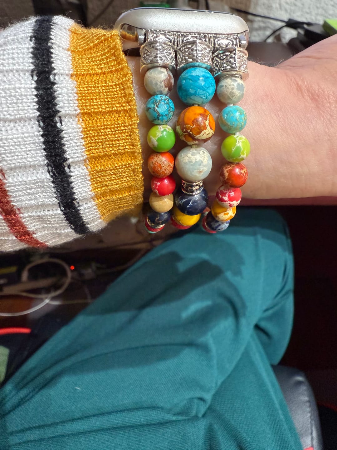 Customer photo review of Vibrant Chakra Stretch Apple Watch Strap