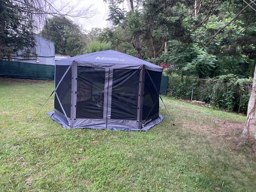 Customer photo review of 6x6/10x10/12x12/12.5x12.5 Portable Screen House Room Pop up Gazebo Outdoor Camping Tent