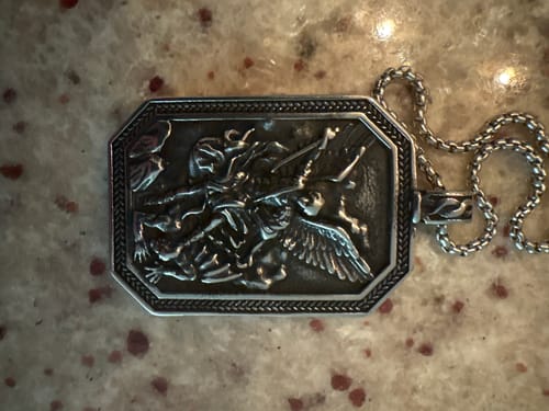 Customer photo review of FREE Today: Classic Style St. Michael the Archangel Protection Stainless Steel Pendant Necklace