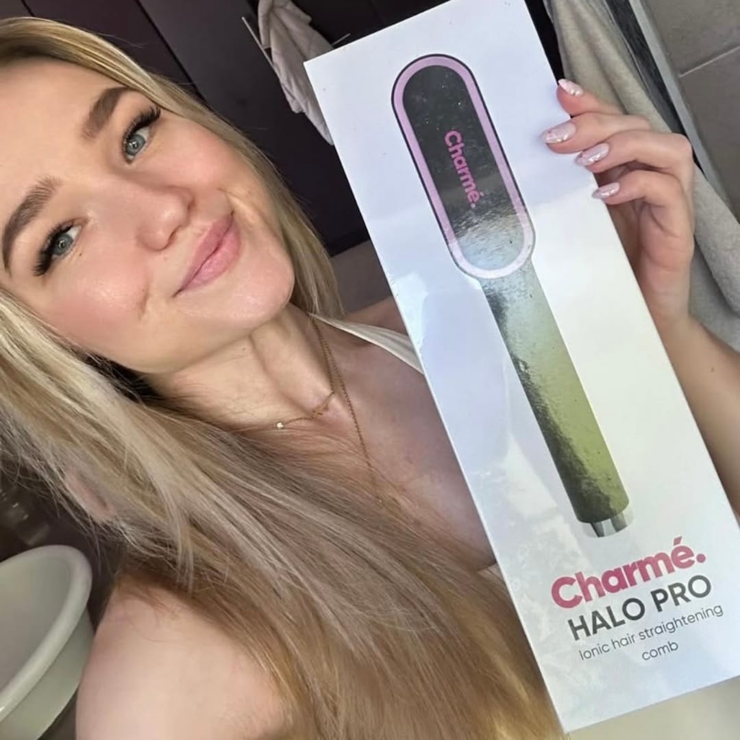Customer photo review of Charmé Halo Pro – Ultimate One-Pass Straightening Brush