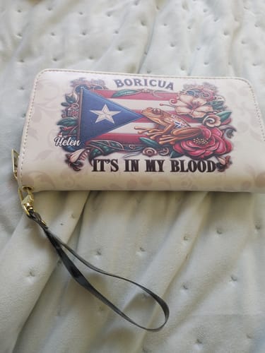 Customer photo review of Boricua It's my blood - Personalized Leather Clutch Purse BOR01BC