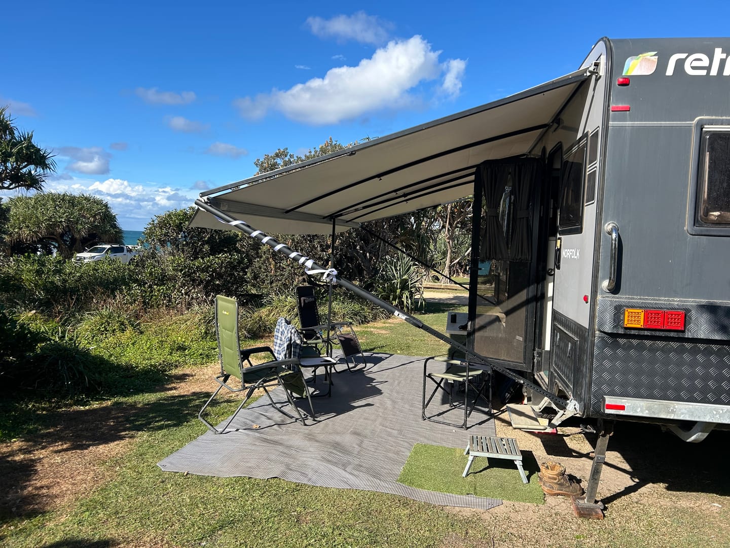 Customer photo review of Awning Replacement Vinyl - Grey Fade WA2006