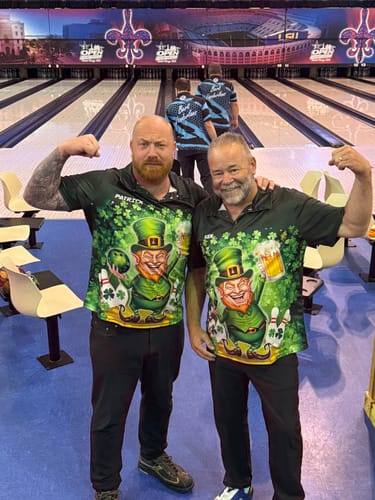 Customer photo review of Maxcorners Funny Leprechaun And Beer Custom St Patricks Day Bowling Polo Shirts For Men And Women, Irish Bowling