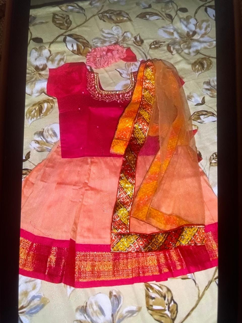 Customer photo review of Pink and Blush Kids Langa Blouse – Ethnic Lehenga Dress for Baby Girl
