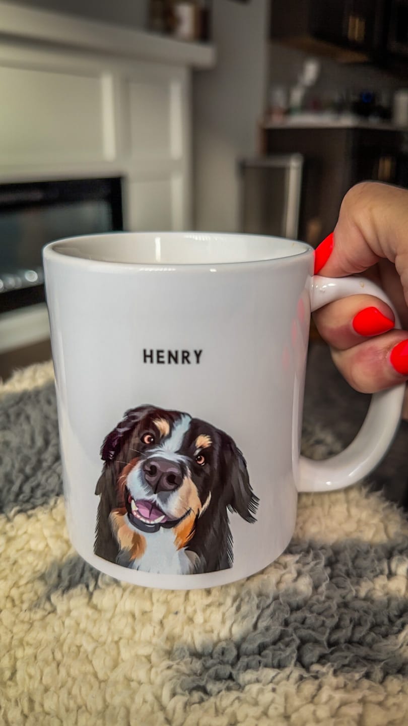 Customer photo review of Custom Pet Portrait Mug