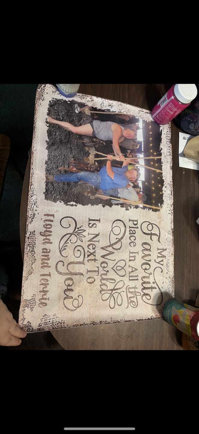 Customer photo review of Next To You Is One Of My Favorite Places To Be - Upload Image - Personalized Horizontal Poster