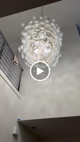 Customer video review of Luxury Cascade Cluster Ribbed Glass Bubble Entry Chandelier