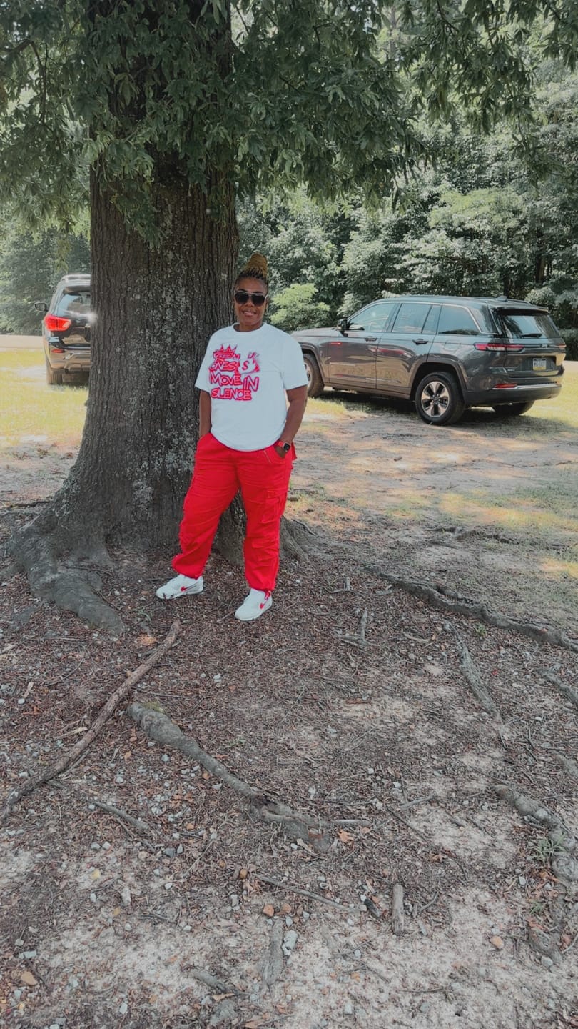Customer photo review of Real Ones Move In Silence T-Shirt (Red Print)