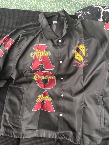 Customer photo review of Personalized Fraternity & Sorority Crossing Jacket Original Print Style