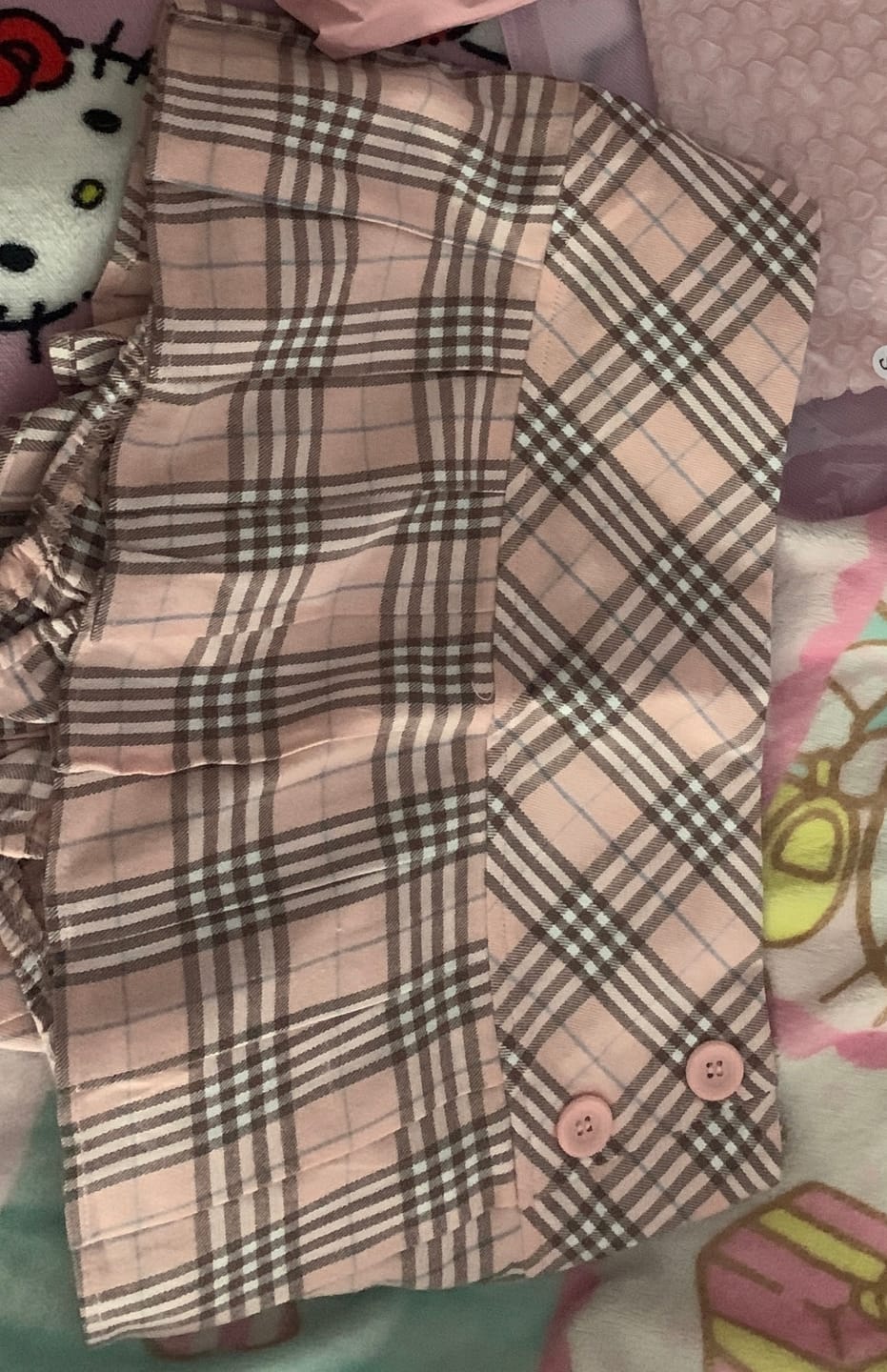 Customer photo review of Girly Plaid Pleated Mini Skirt (Pink)