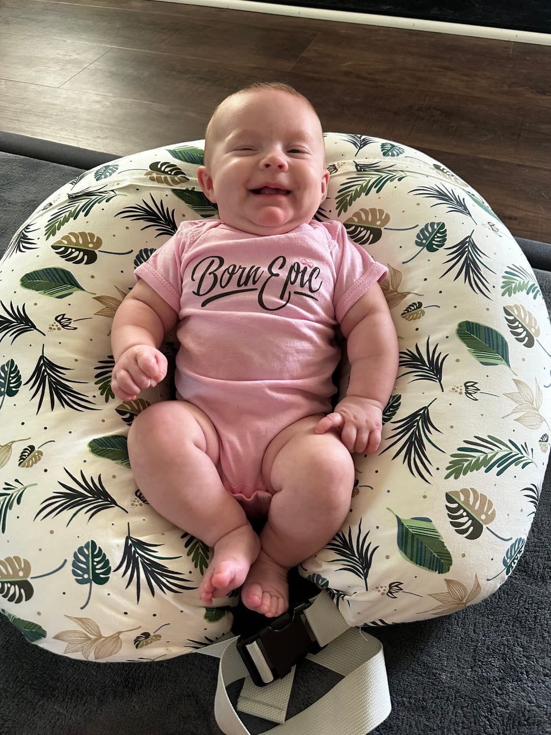 Customer photo review of Born Epic Pink Ribbon Baby Onesie Newborn