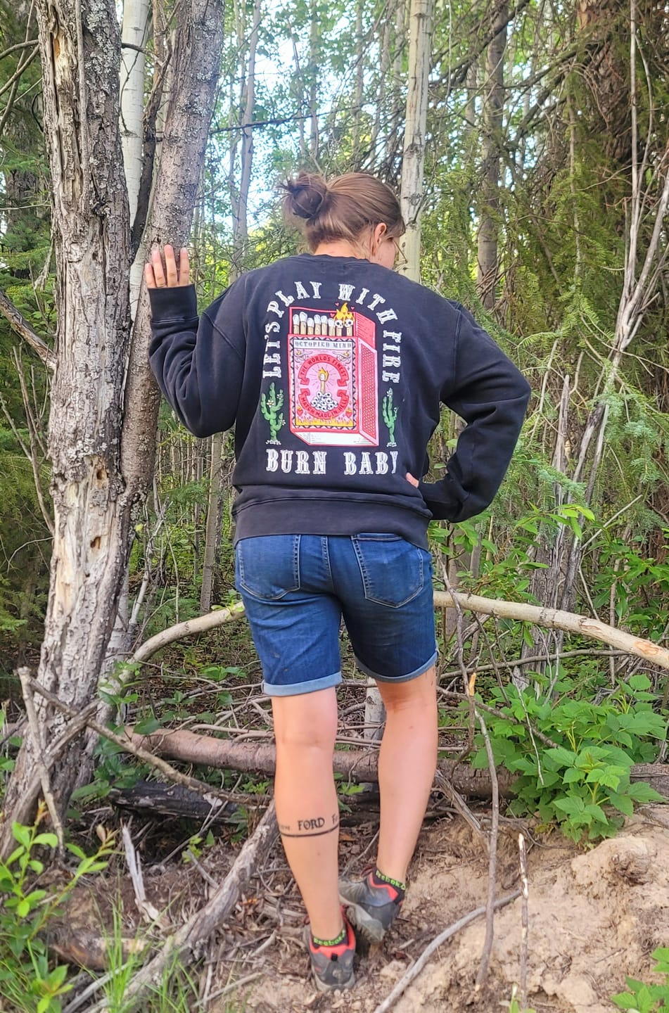 Customer photo review of Burn Baby Crewneck Sweater