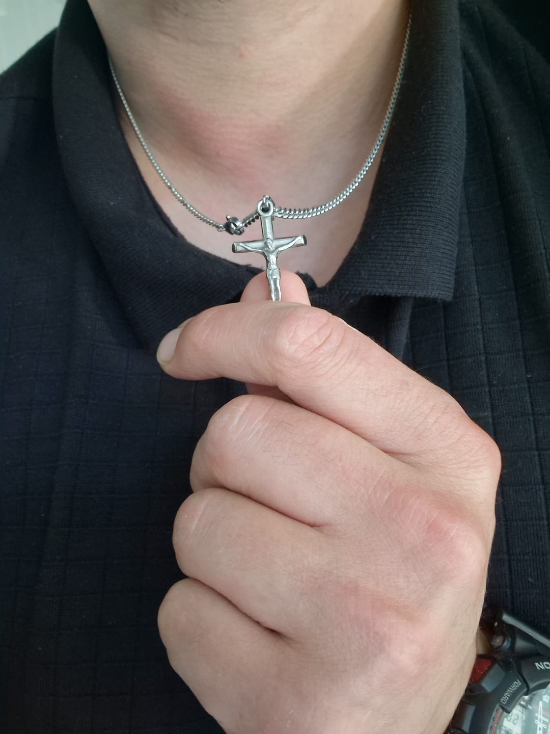 Customer photo review of Silver Cross Necklace