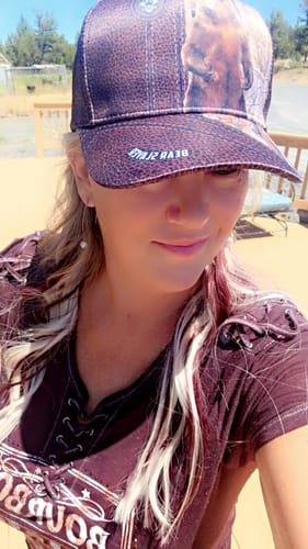 Customer photo review of Maxcorners Bear Hunting Premium Leather Pattern Mutilcolored Personalized Name 3D Cap