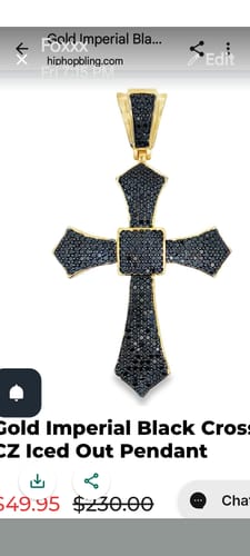 Customer photo review of Gold Imperial Black Cross CZ Iced Out Pendant