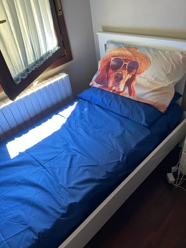 Customer photo review of Lenzuola Matrimoniali, Singole, Una Piazza e Mezza, in Cotone, Blu Elettrico