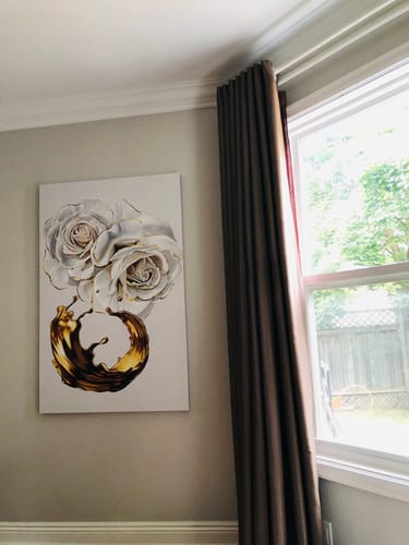 Customer photo review of 'Gold & White Floral' Framed Canvas