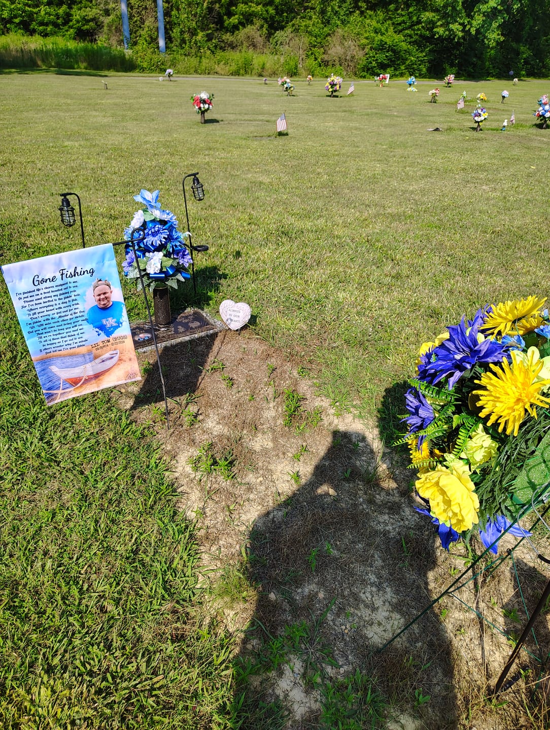Customer photo review of Personalized Custom Name and Photo Gone Fishin' I've finished Memorial Garden Flag And House Flag