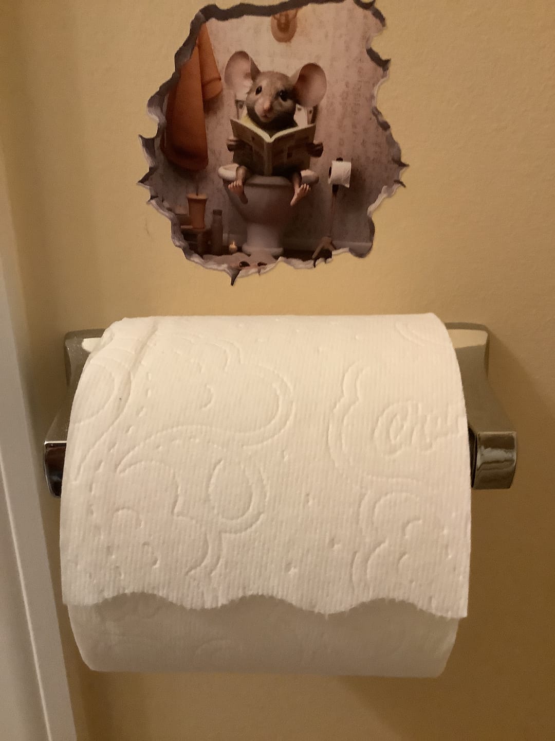 Customer photo review of Flower Mouse Hole Decal