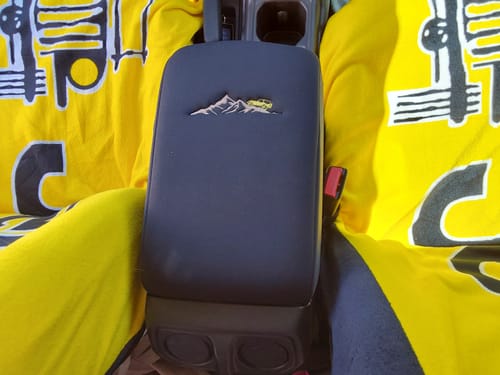 Customer photo review of Embroidered Center Console Armrest Cover- Jeep Mountain