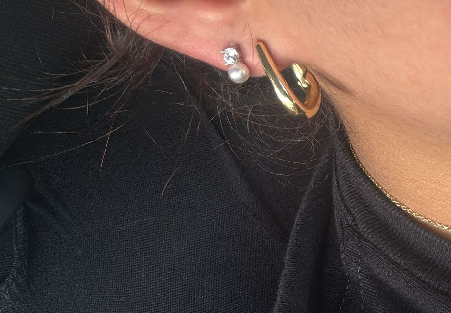 Customer photo review of Par Arete Zirconia Con Perla