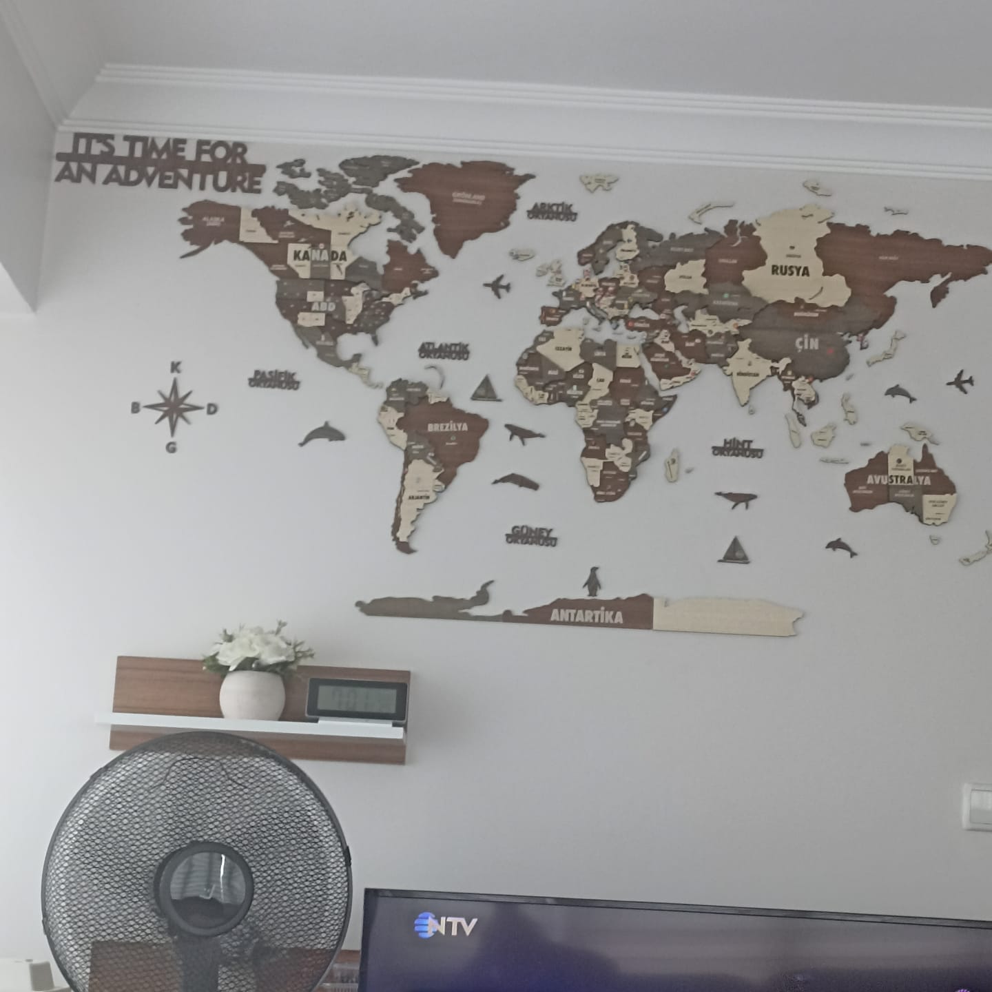 Customer photo review of Ahşap Dünya Haritası - Çok Katmanlı 3D Ahşap Duvar Dekoru (Mixed)