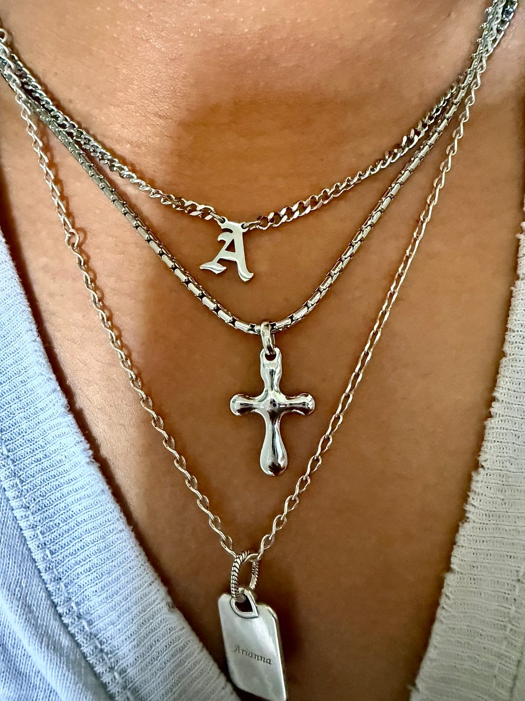 Customer photo review of Cuban Initial Necklace