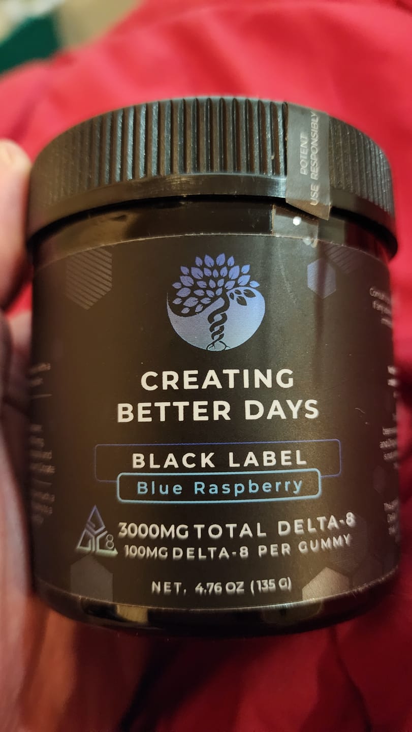Customer photo review of 3,000mg Delta 8 Gummies Blueraspberry
