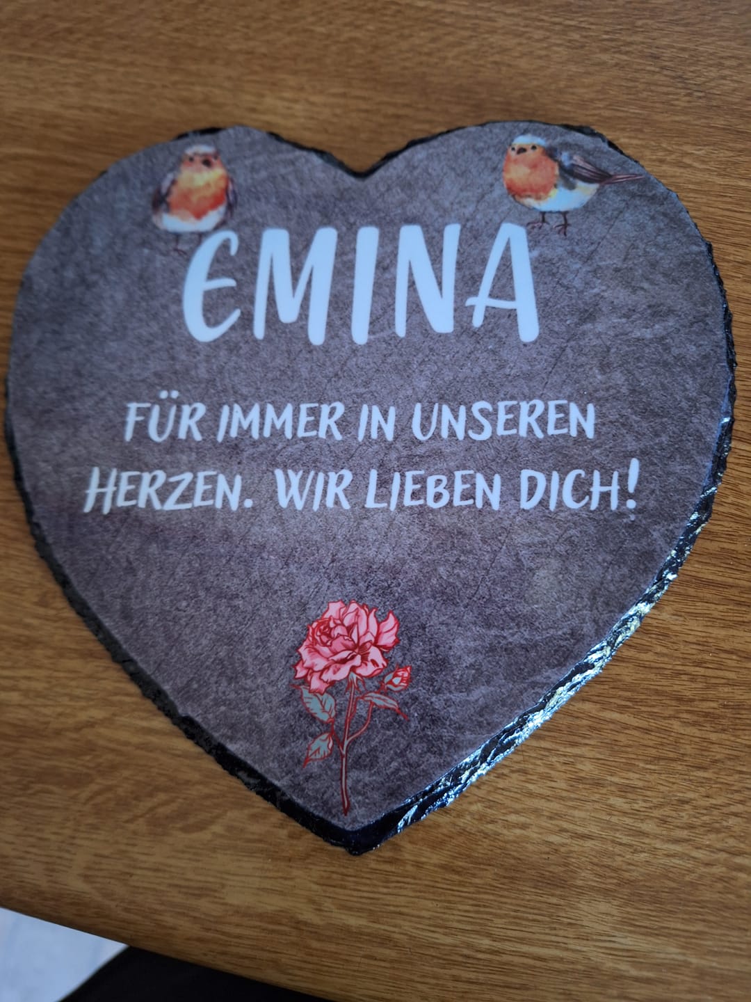 Customer photo review of Für immer an meiner Seite - Personalisiertes Trauer Schieferherz  als Grabschmuck