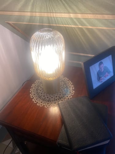Customer photo review of Galway Crystal Fluted Glass Table Lamp - Amber