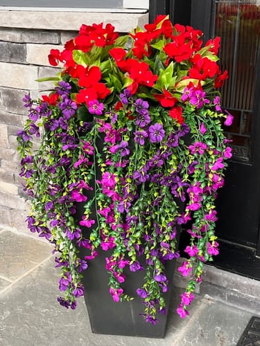 Customer photo review of Bulk 2025 Upgraded Large Impatiens Bush 24 Stems Outdoor Artificial Flowers UV Resistant Wholesale