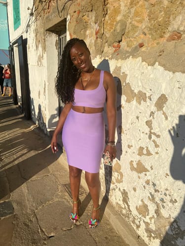 Customer photo review of Milly Lavender Purple Bandage Top And Skirt Set