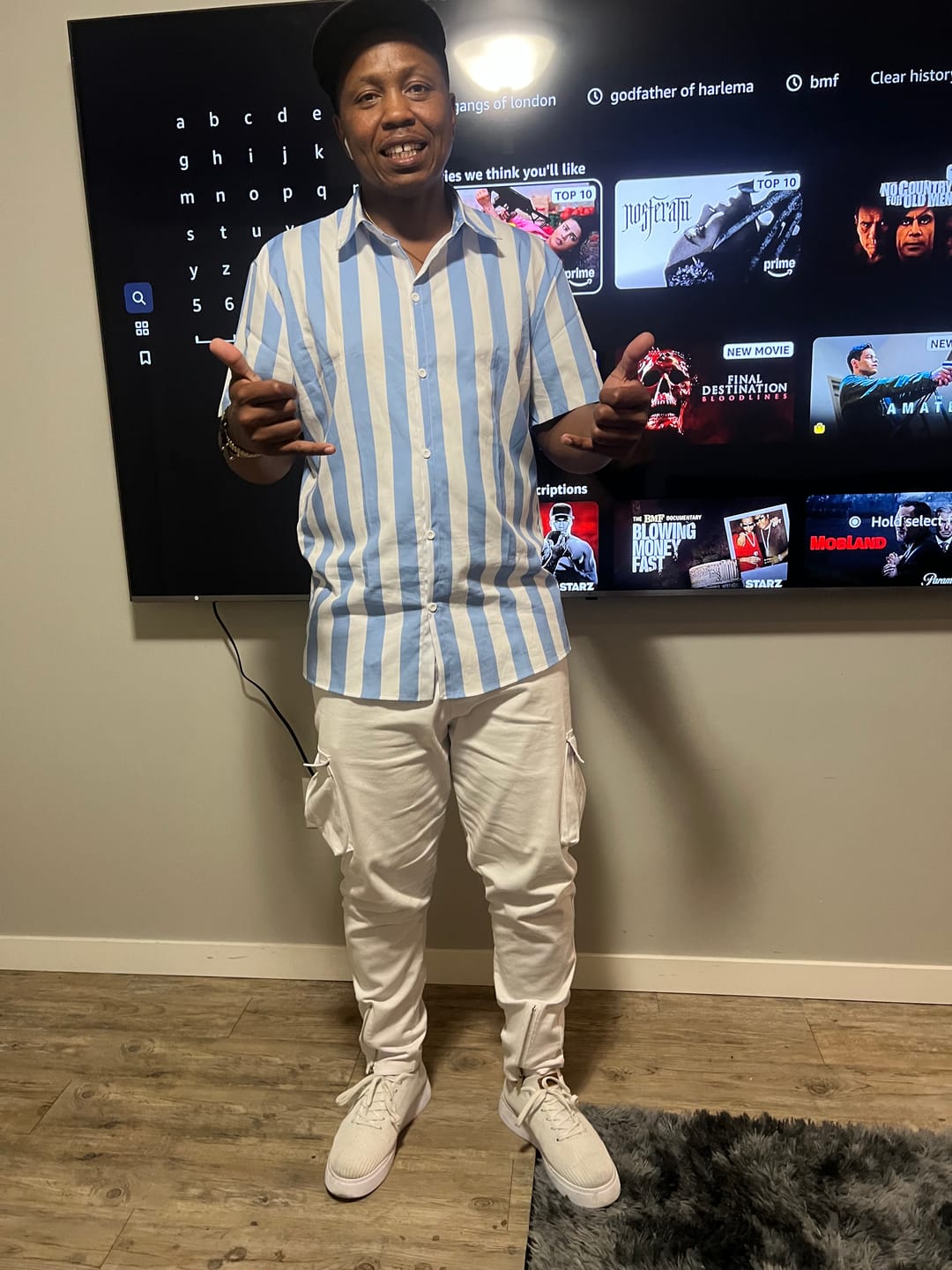 Customer photo review of Wide Stripes Stand Shirts