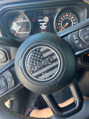 Customer photo review of Steering Wheel Overlay Graphic - Subdued Distressed American Flag