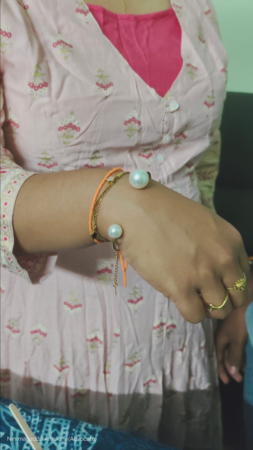 Customer photo review of Pearl Cuff Bangle Bracelet
