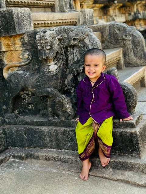 Customer photo review of Green and wine kurta dhoti baby boy ethnic wear