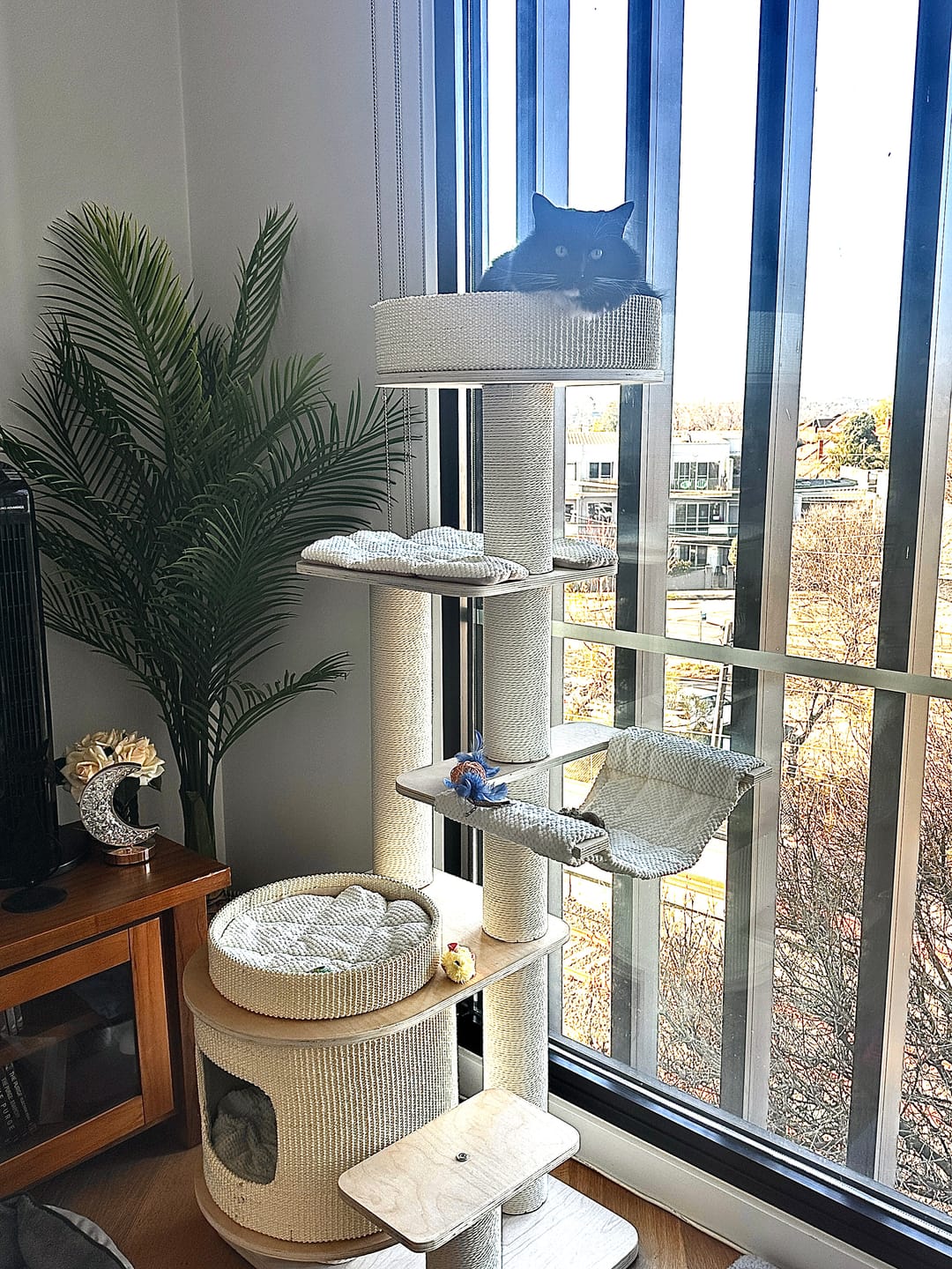 Customer photo review of Michu Luna Multi-Layer Solid Wood Cat Nest Tree