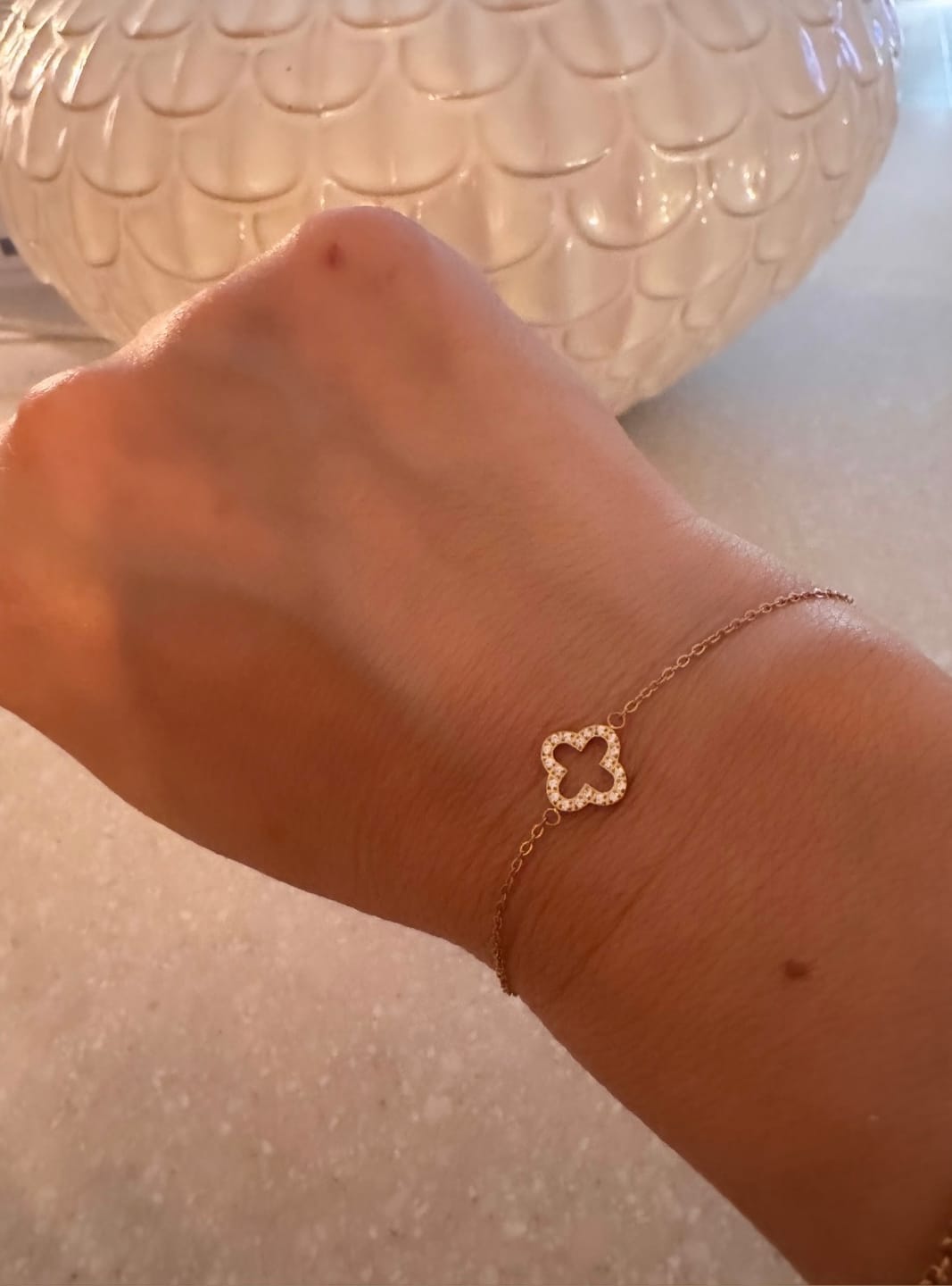 Customer photo review of Pavé Clover Bracelet
