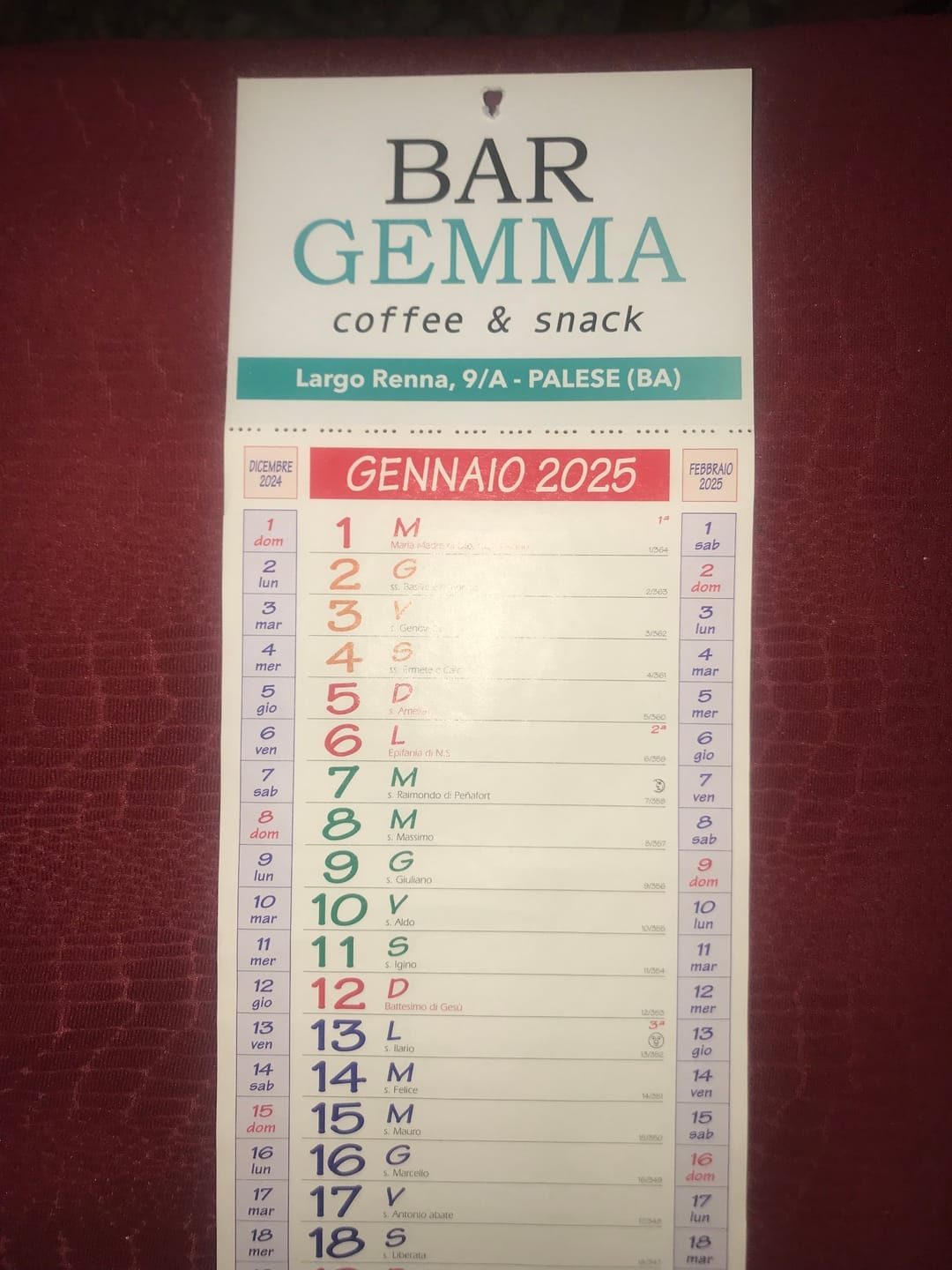 Customer photo review of Calendario Slim