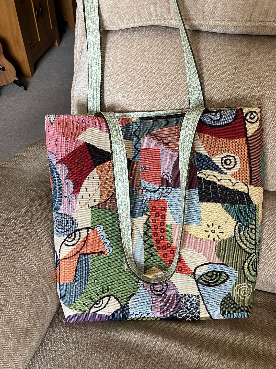 Customer photo review of Abstract Faces Tapestry Fabric