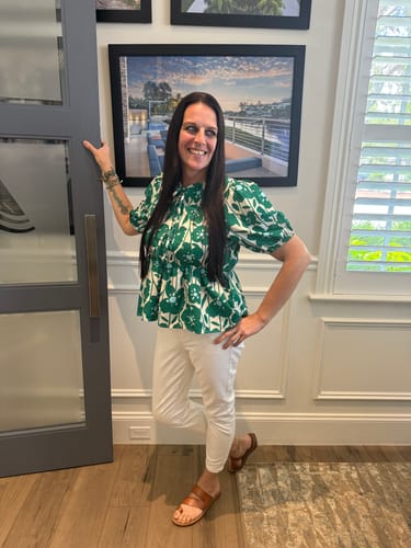 Customer photo review of Fabulous Floral Puff Sleeve Peplum Blouse