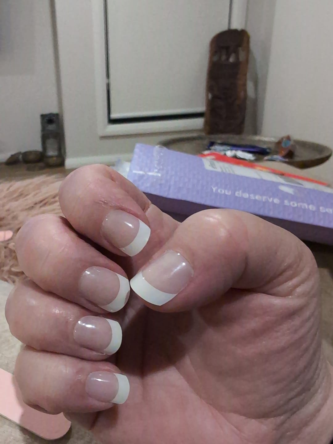 Customer photo review of Classique White French Tip DIY Semicured Gel Nail Sticker Kit