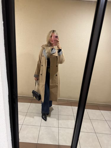 Customer photo review of Abrigo Trench Vichy Beige