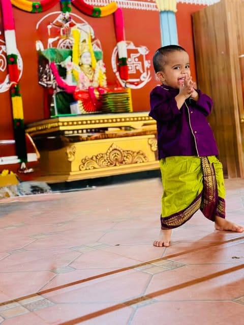 Customer photo review of Green and wine kurta dhoti baby boy ethnic wear