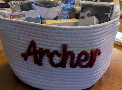 Customer photo review of Baby Knits™ Personalized Knitted Basket