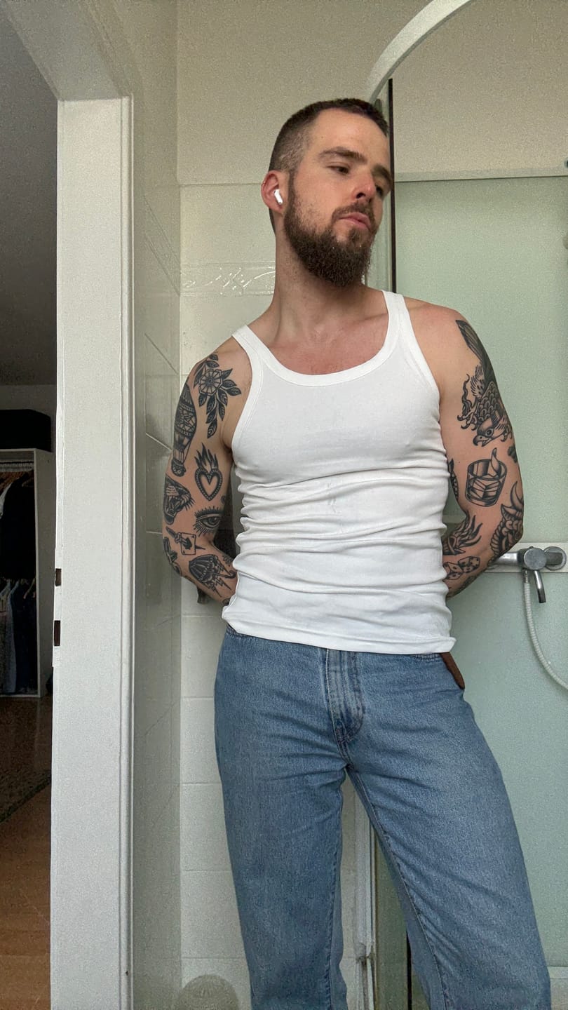 Customer photo review of Military Cotton Tank Top - White