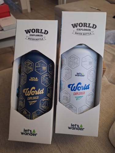 Customer photo review of Let's Wander™ World Explorer Water Bottle + Stickers